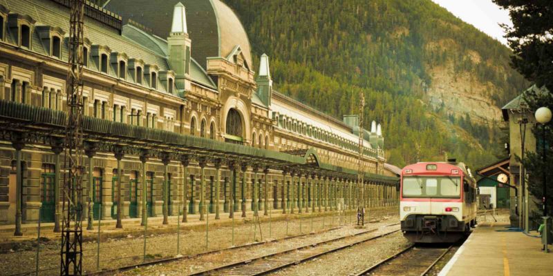 This is the Canfranc Railway Station before its transformation into the luxury Canfranc Hotel.