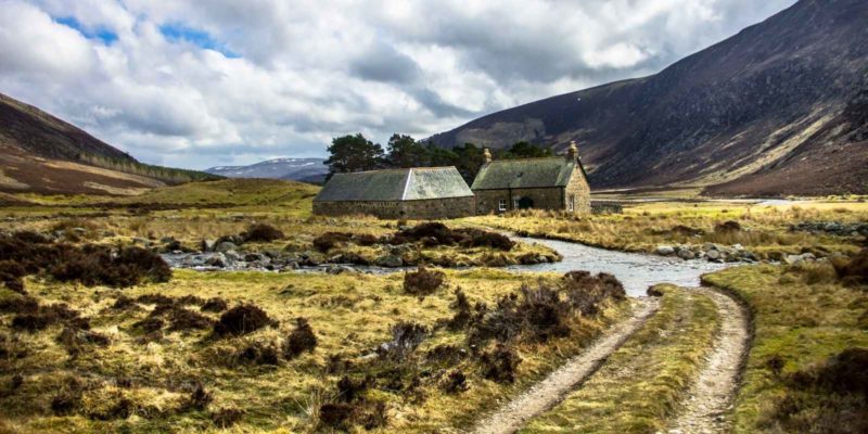 Inverness hiking trails shown here traverse beautiful landscapes in Cairngorms National Park.