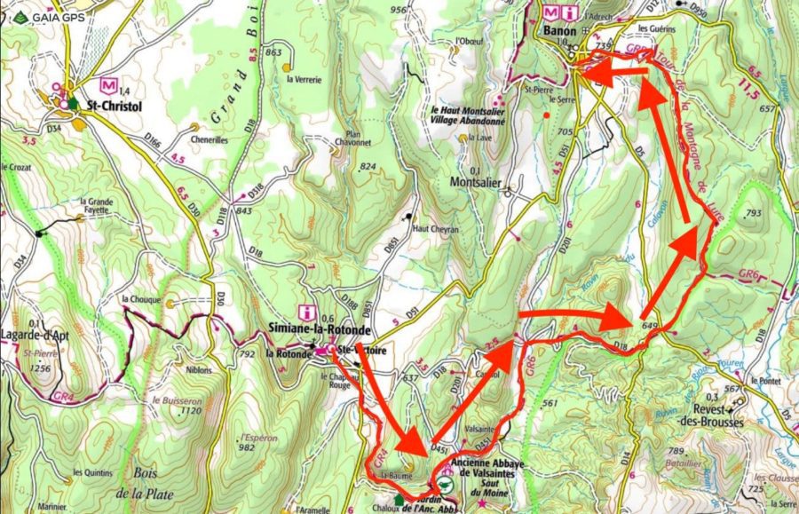 This image shows the a hiking stage in The Luberon Loop hiking guide.