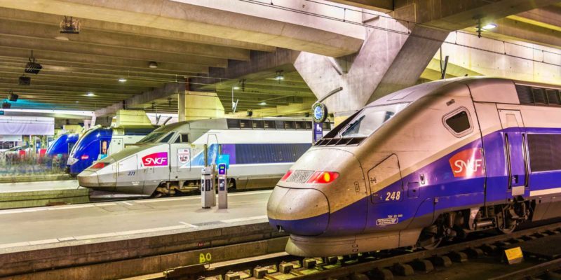 This SNCF train is part of the Ouigo budget train network operating in France and Spain and coming to Italy.