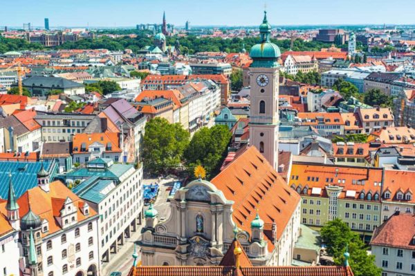 This image shows old town in Munich, Germany, one option for a one-day itinerary.