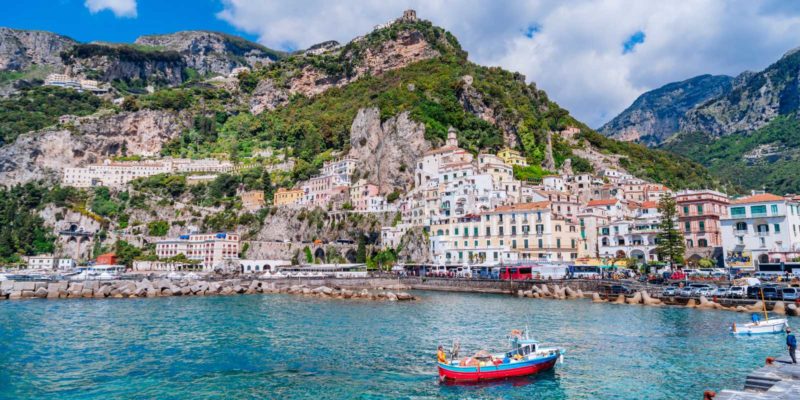 This is a village on the Amalfi Coast which you can reach by train from Rome.